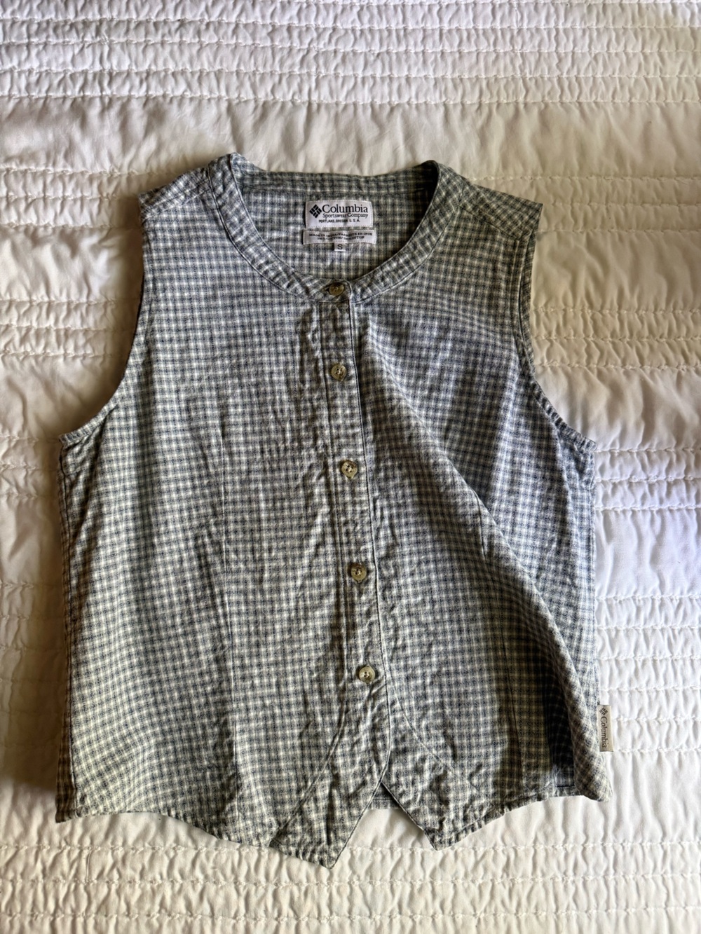 Columbia Women’s Gray Gingham Button Vest